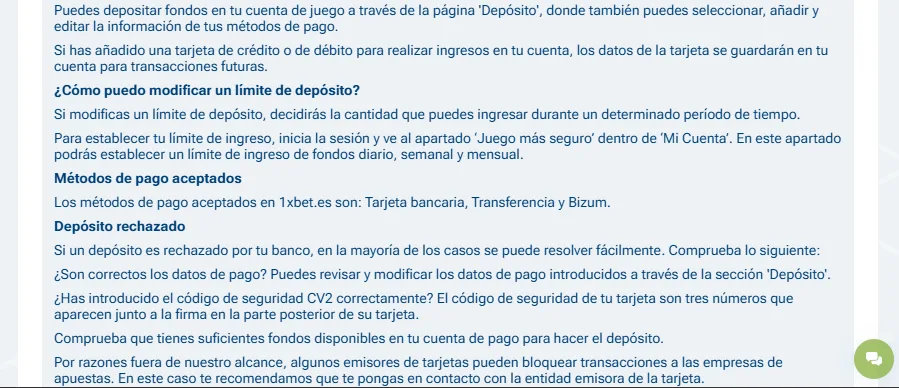 Deposita y retira fondos en 1xBet